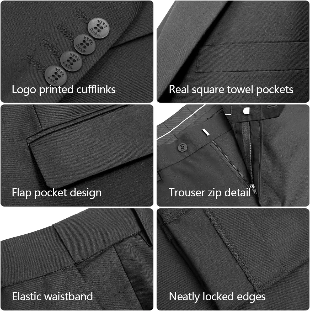 2 Piece Men's Suit One Button Slim Fit Suit for Men Solid Color Blazer and Pants Tie and Square Wedding Business Party