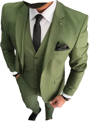 3 Pieces Business Mens Suit Notch Lapel Blazer Formal Wedding Groom Pants Tux Vest Tuxedos