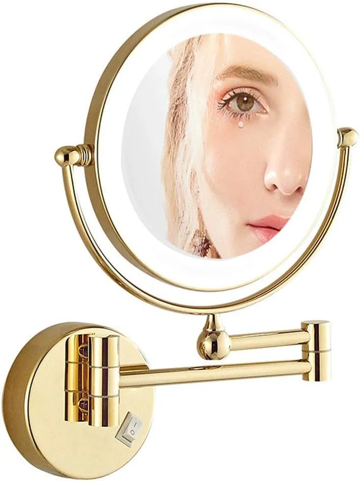 8 in Wall Mounted Makeup Mirror Two-Sided Extendable 360 Degree Swivel Rotation Flexible Gooseneck and Locking Suction (Color : 3X)