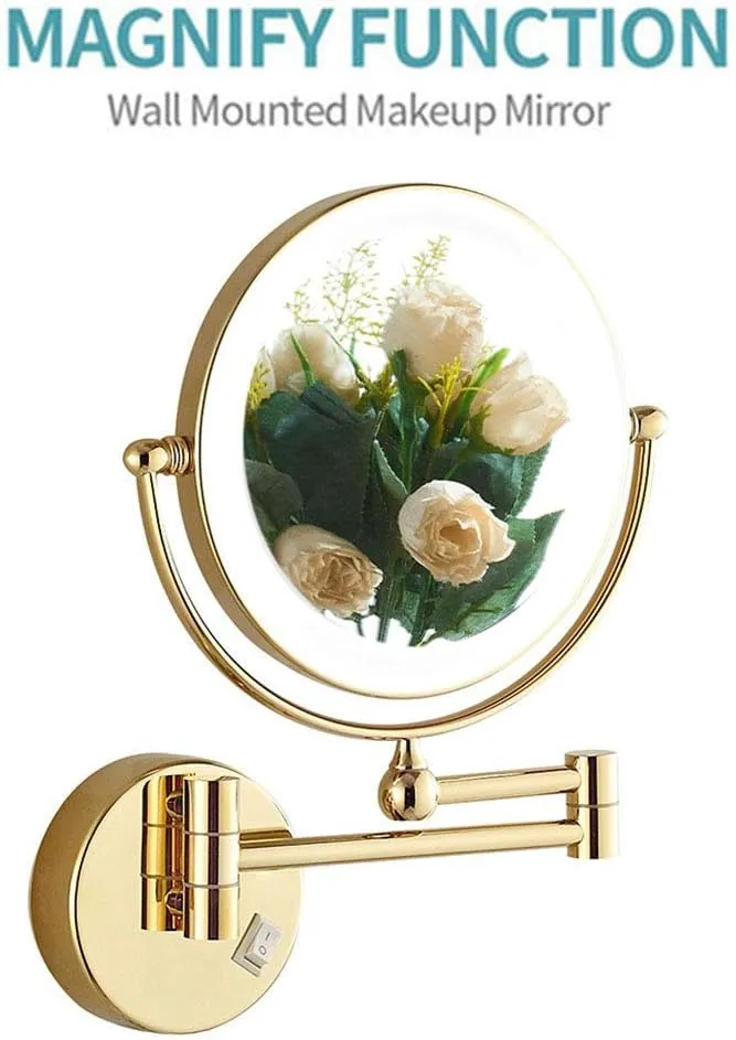8 in Wall Mounted Makeup Mirror Two-Sided Extendable 360 Degree Swivel Rotation Flexible Gooseneck and Locking Suction (Color : 3X)
