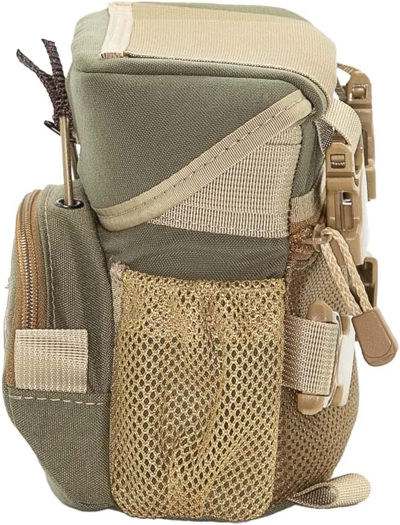 Alaska Guide Creations Hybrid Binocular Pack | Compact Utility Bag with Mesh Side Pockets | Binocular Harness for Comfort and Quick Access (Coyote Brown)