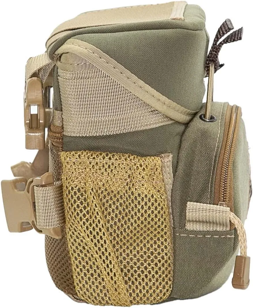Alaska Guide Creations Hybrid Binocular Pack | Compact Utility Bag with Mesh Side Pockets | Binocular Harness for Comfort and Quick Access (Coyote Brown)