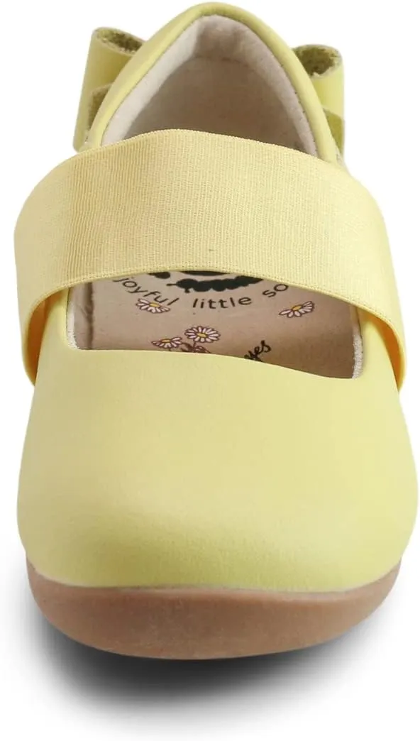 Aria Girls Toddler Suede Bow Ballet Shoes - Anti Stink Flexible Fit, Slip-On Breathable Leather Mary Jane Flats, Strappy Ballerina Flower Girl Dress Shoe for Baby, Toddlers, and Kids