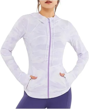 AYGJKIE Women Sun Protection Clothing Uv Protection Running Breathable SPF Jacket Slim Pressure Sun Block (Color : Purple White, Size : Medium)