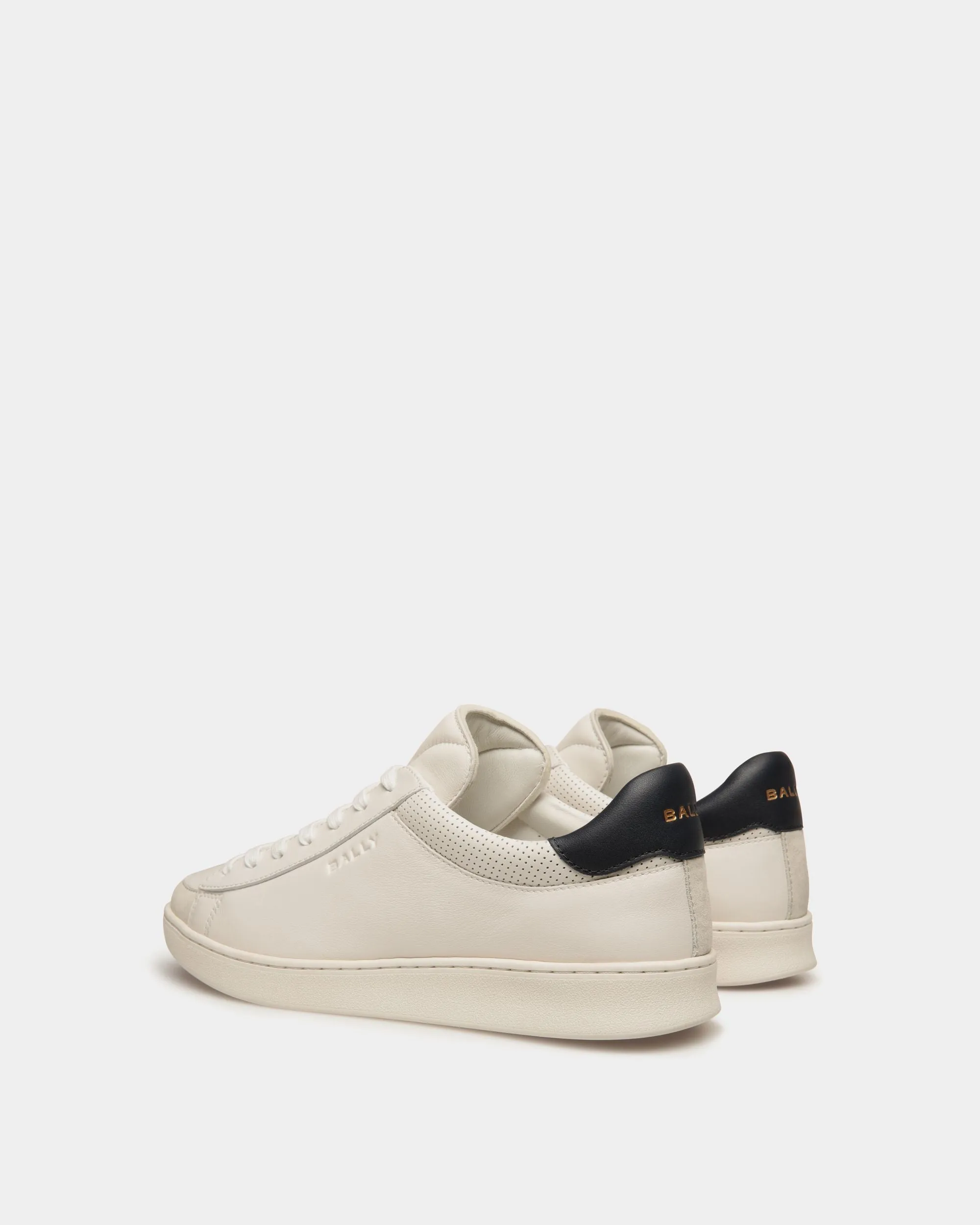 Bally By YK Jeong Sneaker in White and Navy Blue Leather
