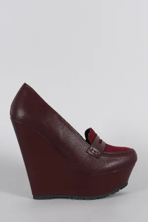 Bamboo Wedge Platform Creative Perforated Unique selection Loafer