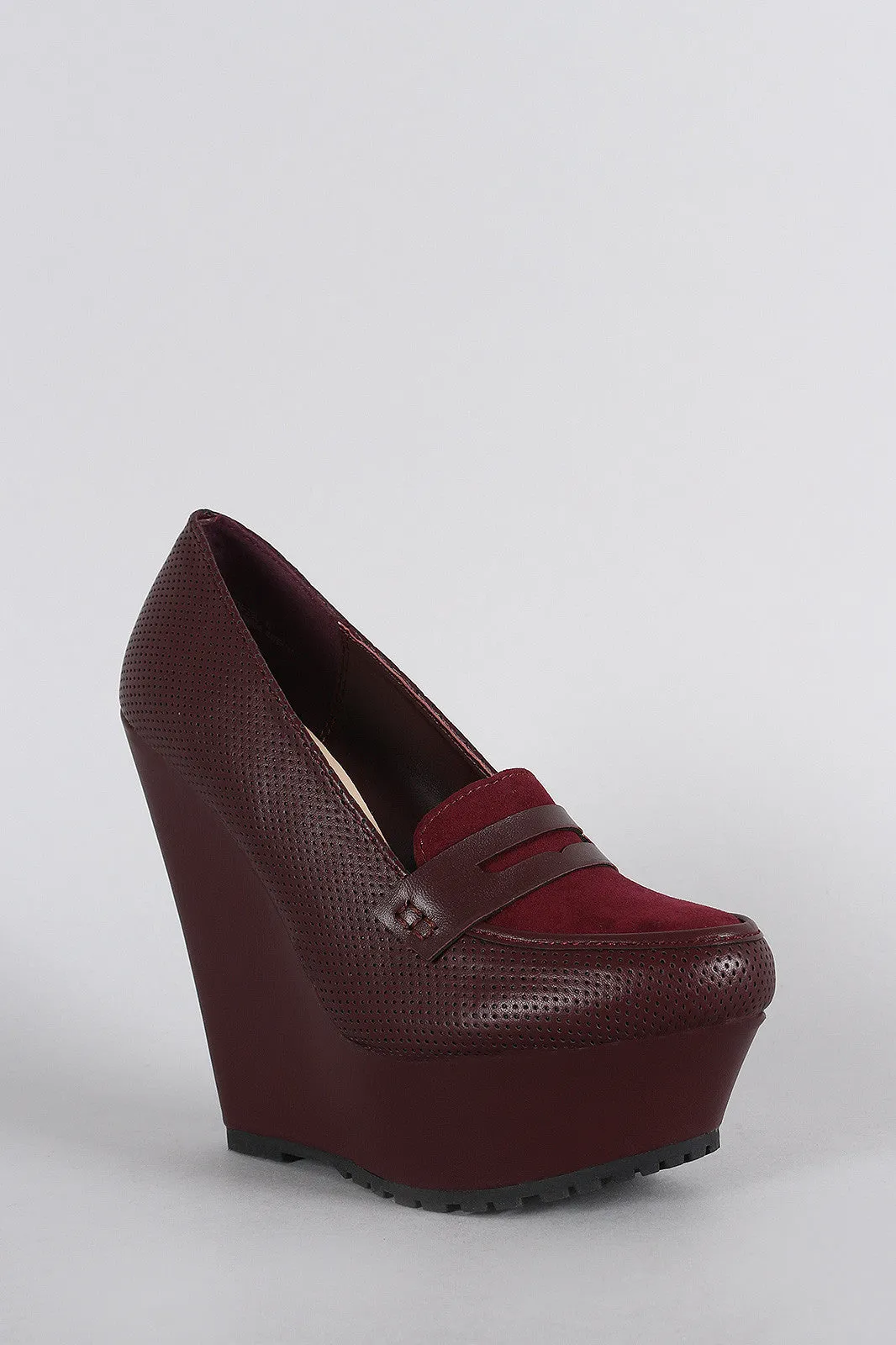 Bamboo Wedge Platform Creative Perforated Unique selection Loafer