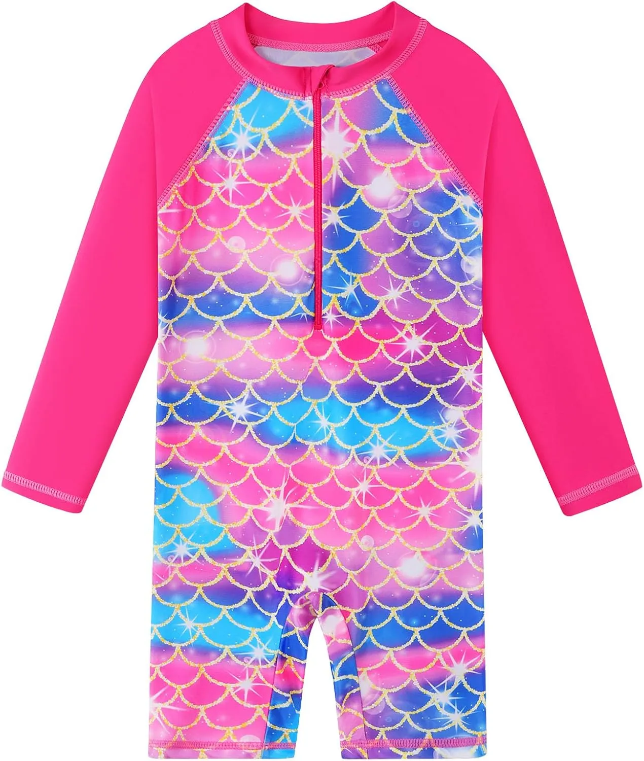 BAOHULU Girls One Piece Long Sleeve Swimsuit UPF 50  UV Bathing Suit Zipper Closure Beach Rashguard Swimwear
