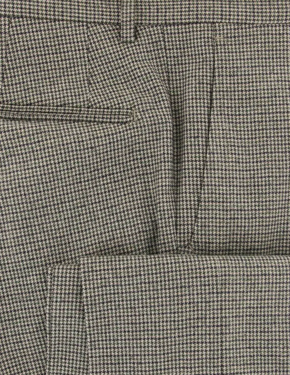 Beige Check Wool Blend Pants - Slim - 42/58
