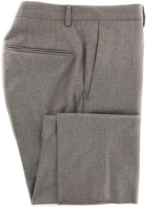Beige Solid Wool Blend Pants - Slim