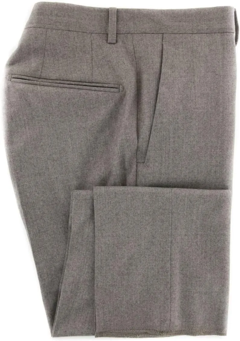 Beige Solid Wool Blend Pants - Slim