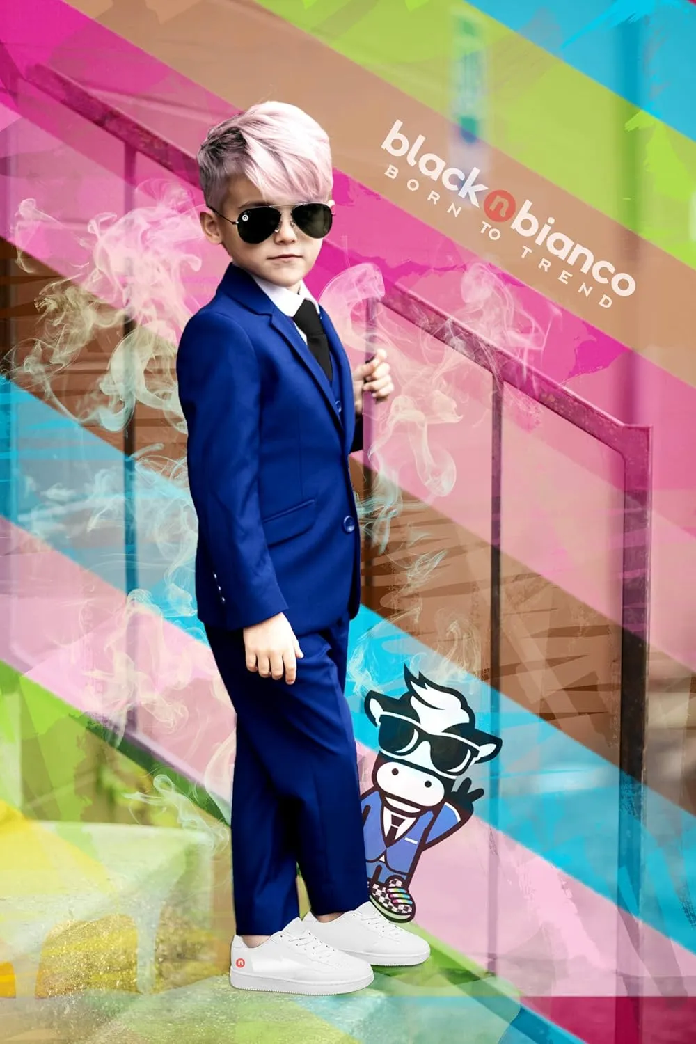 Black n Bianco Signature Boys' Slim Fit Suit Complete Outfit