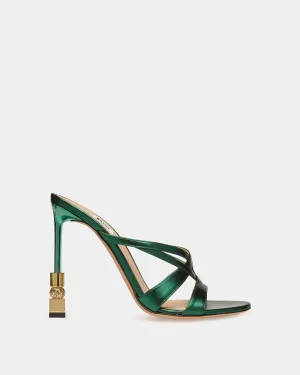 Block Slide Sandal In Metallic Leather