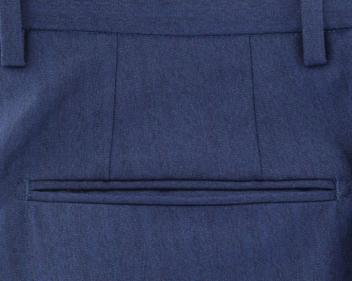 Blue Striped Wool Pants - Slim