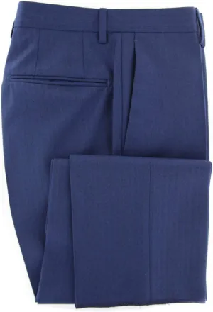 Blue Striped Wool Pants - Slim
