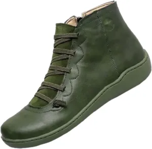 Boots for Women Leather Heel 2024 New Arch Support Boots Fashion Side Zipper Vintage Retro Ankle Booties Comfortable Slip On Flat Low Heel Boots Fall Boots Summer Boots for Women Booties