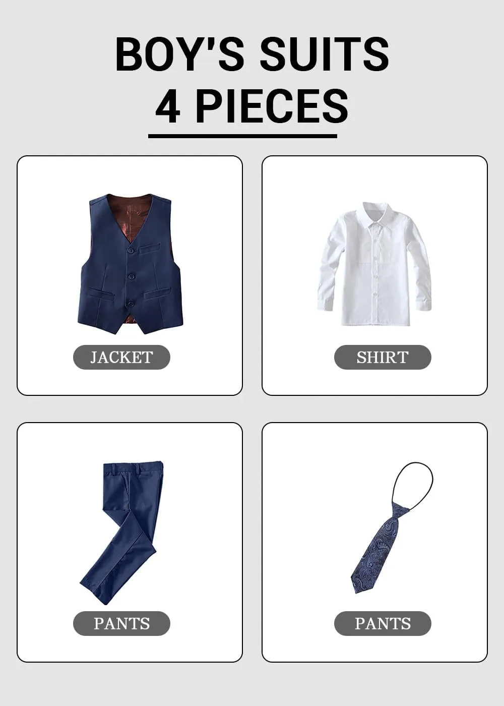 Boys' Formal Suit Set Slim Fit Kids Formal Suits Toddler Tuxedo Wedding Prom Classic Outfit for Teen