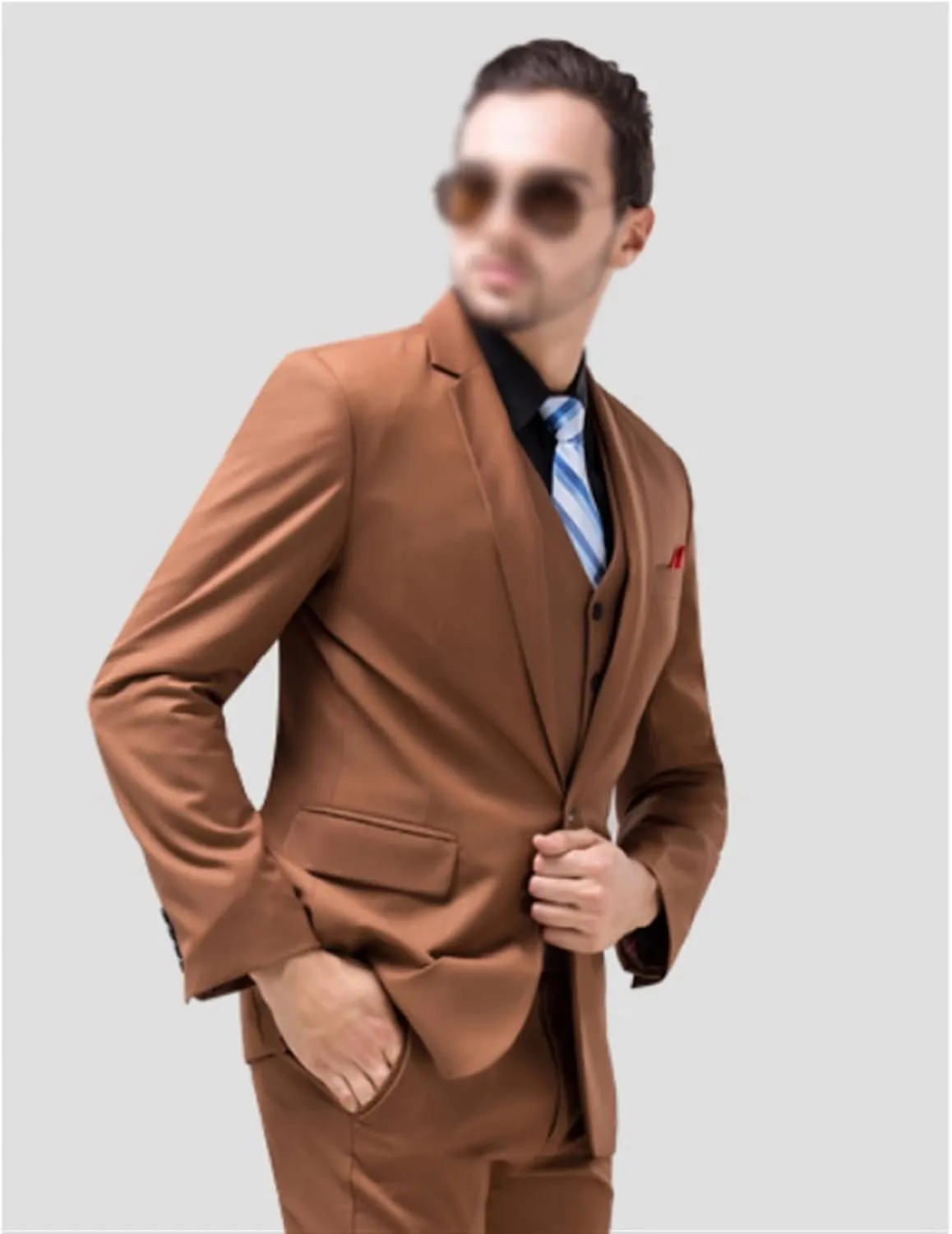 Brown Men's Suit Set Formal Men Suits Jacket Pants Slim Suit Business Tuxedo 2 Piece Suit Wedding(XXXXLcode)