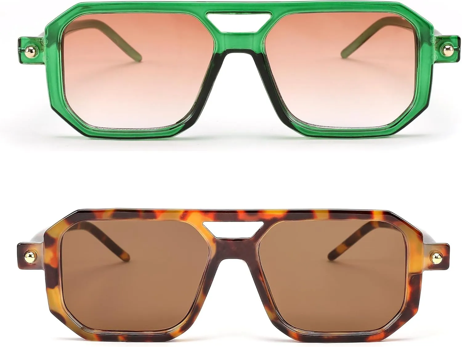 BUTABY Retro Square 70s Flat Aviator Sunglasses Women Men Vintage Trendy Plastic Frame Sun Glasses UV400 Protection
