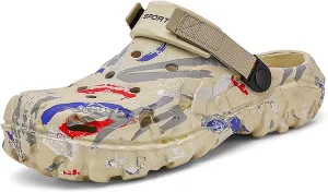 CERYTHRINA Men's Garden Clogs Shoes:Camouflage Sandals -EVA Outsole Slip-on Slippers - Adult Lightweight Beach Pool Shower Slide