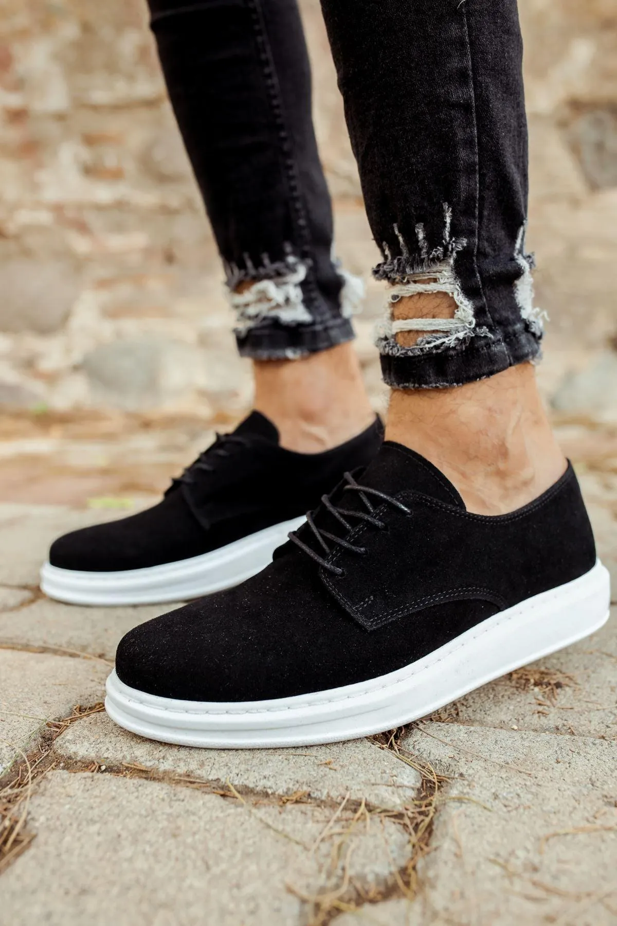 CH003 Suede BT Men's Sneaker Casual Shoes Black