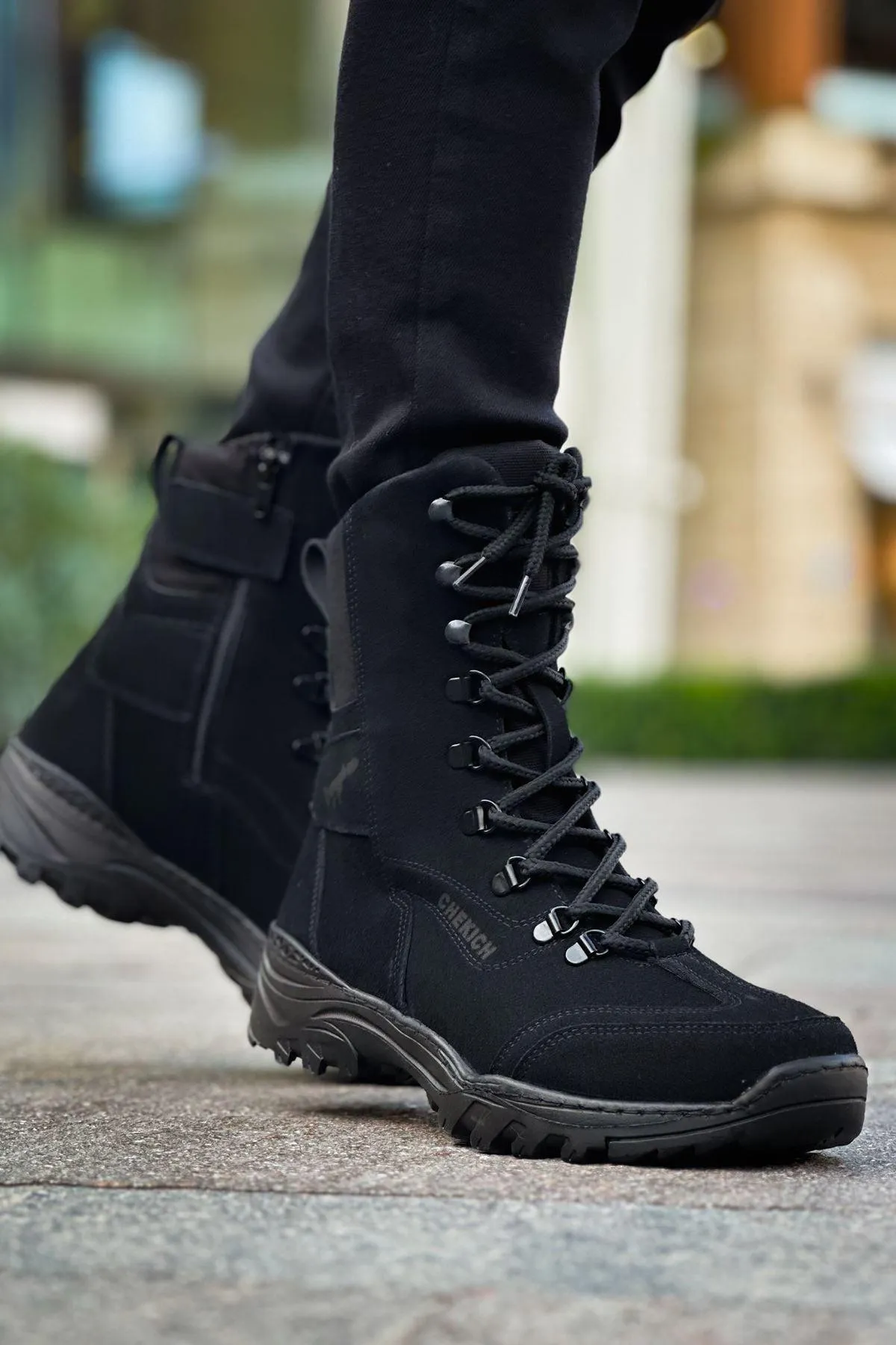CH051 Men's Suede Black Casual Sports Sneaker Boots