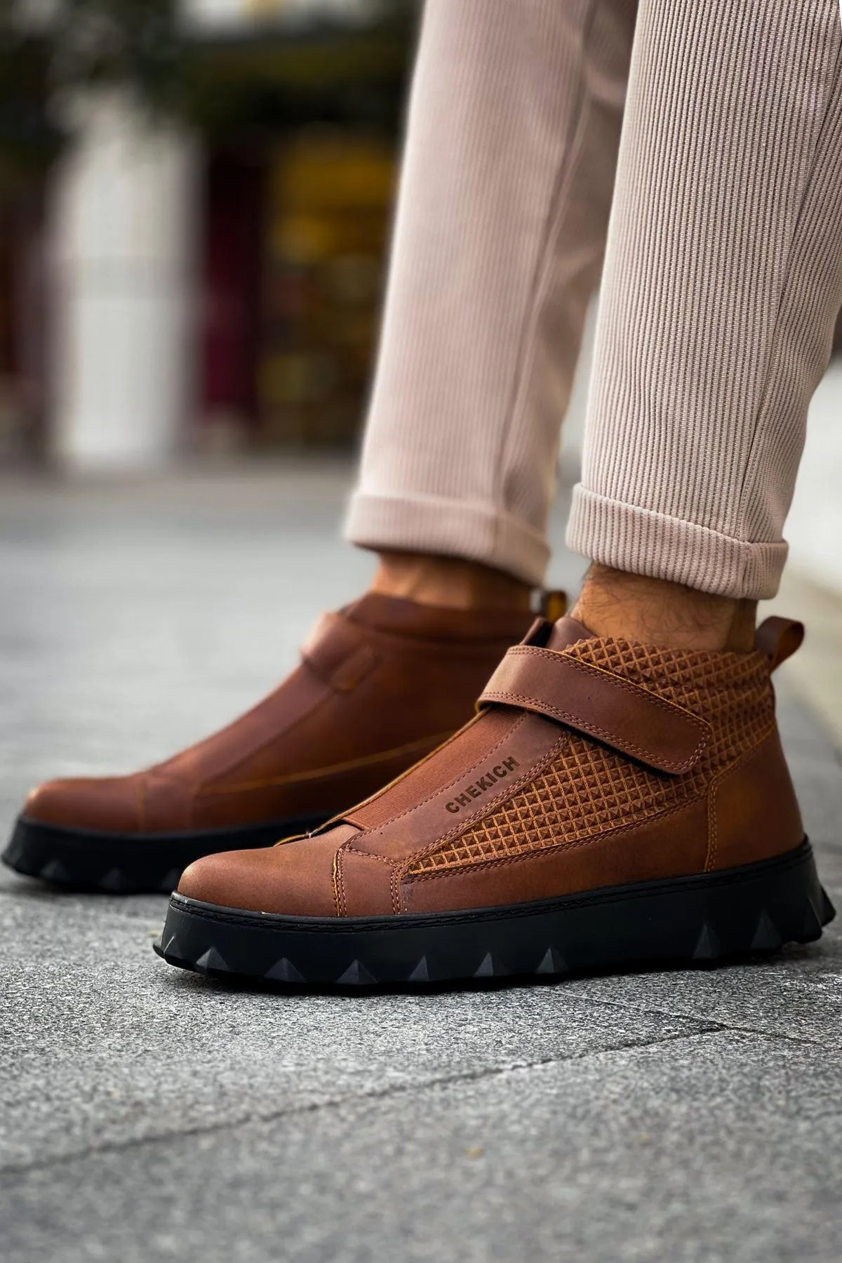 CH103 Men's Brown-Black Sole Casual Sneaker Boots