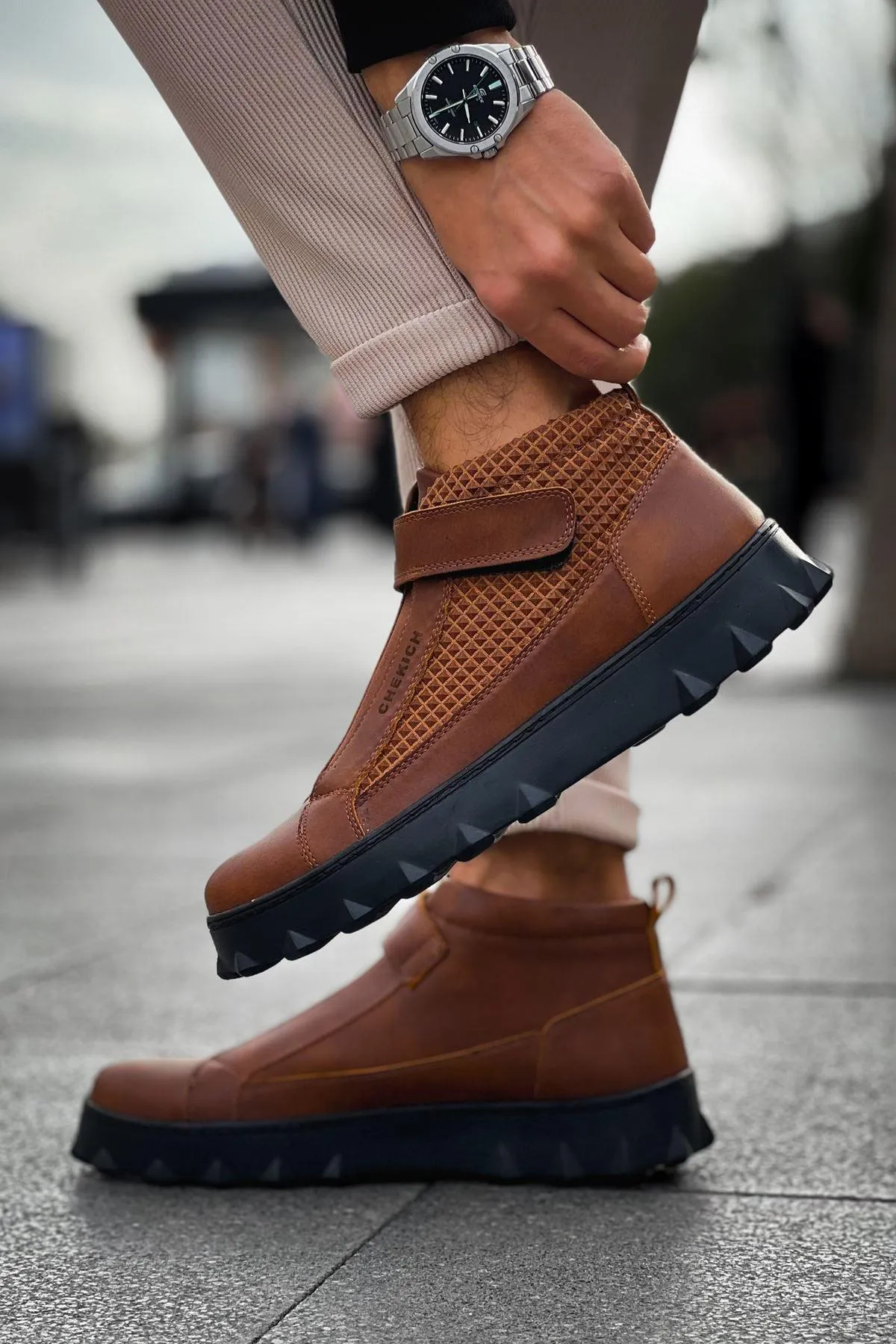 CH103 Men's Brown-Black Sole Casual Sneaker Boots