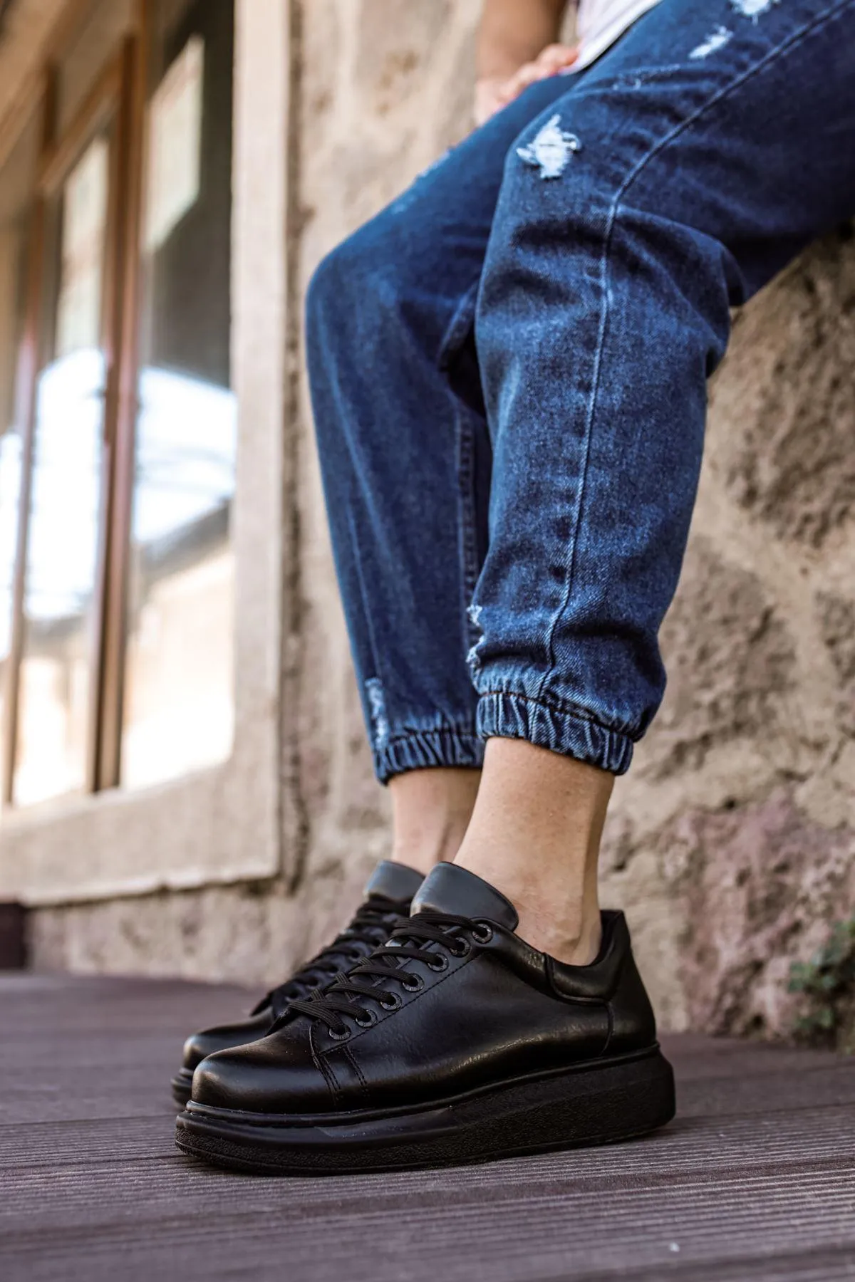 CH257 Men's Unisex Full Black Casual Sneaker Sports Shoes