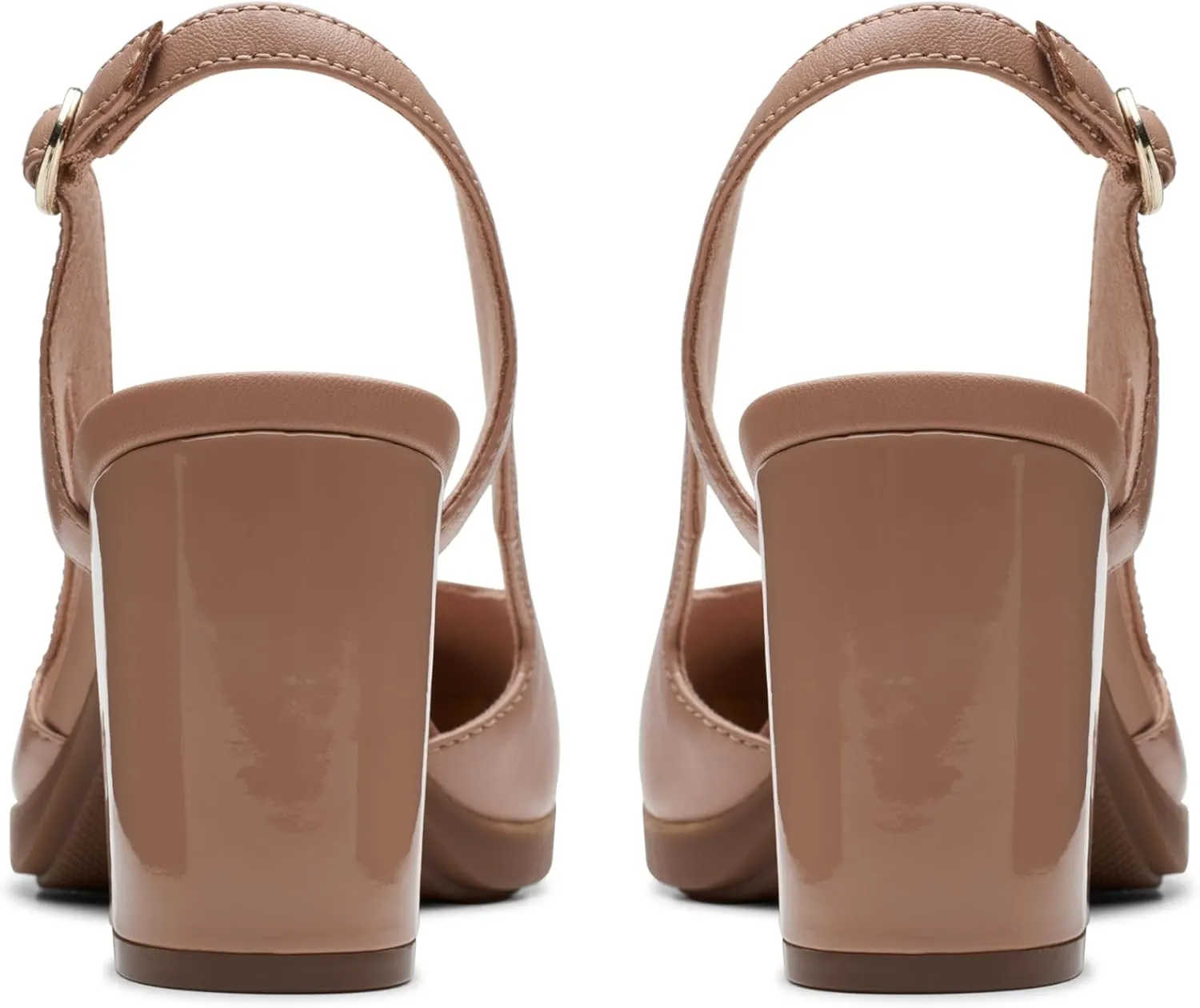 Clarks Womens 26177031 Block Heel Leather Slingback Heels