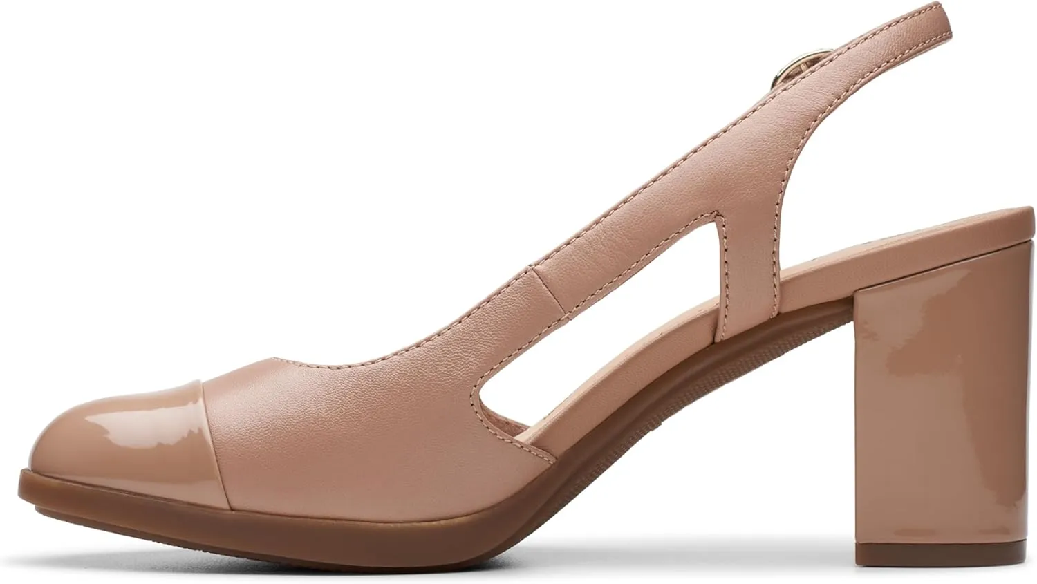 Clarks Womens 26177031 Block Heel Leather Slingback Heels