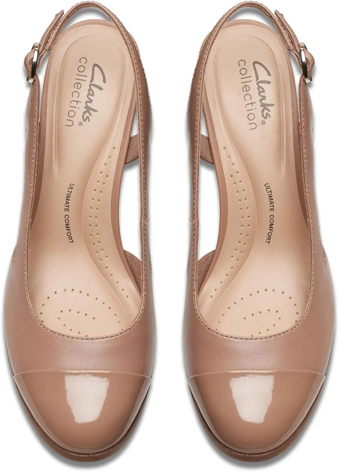 Clarks Womens 26177031 Block Heel Leather Slingback Heels