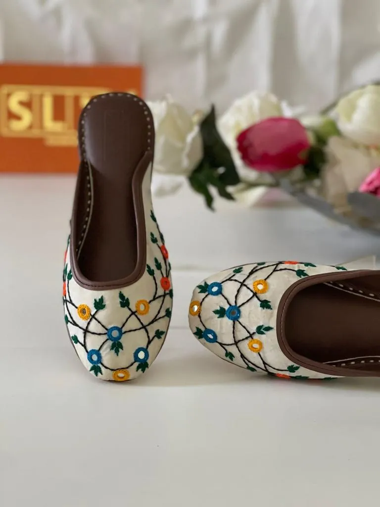 Classy and Amazing Mirror Hand Embroidered Mule