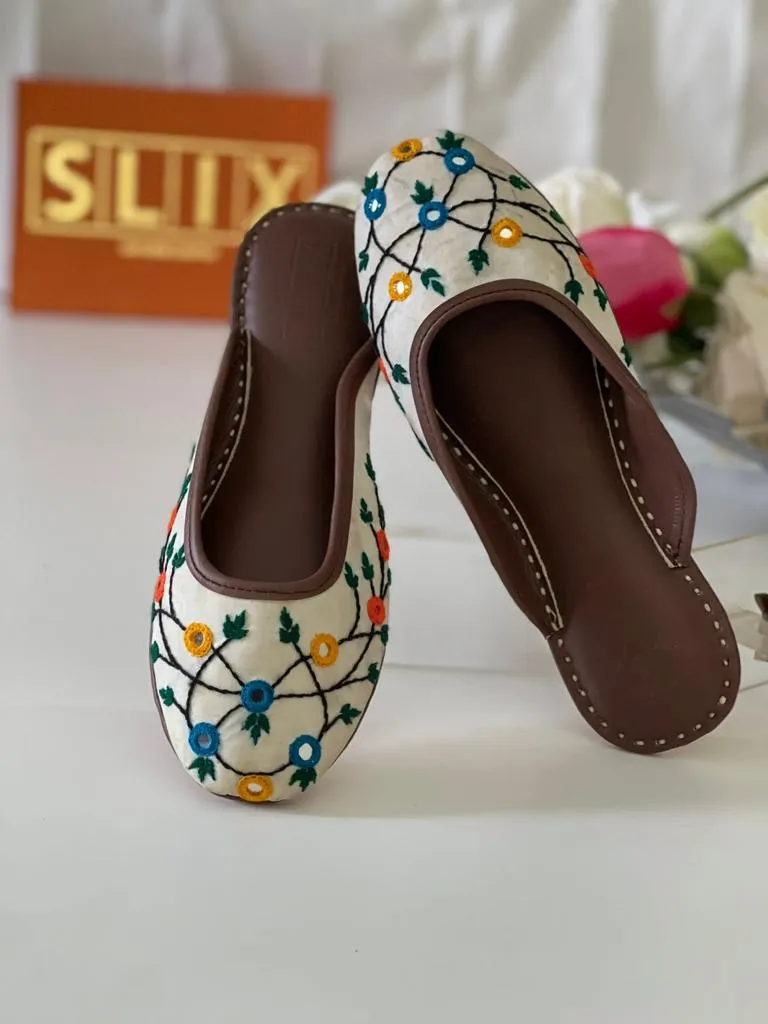Classy and Amazing Mirror Hand Embroidered Mule