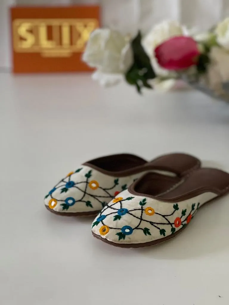 Classy and Amazing Mirror Hand Embroidered Mule