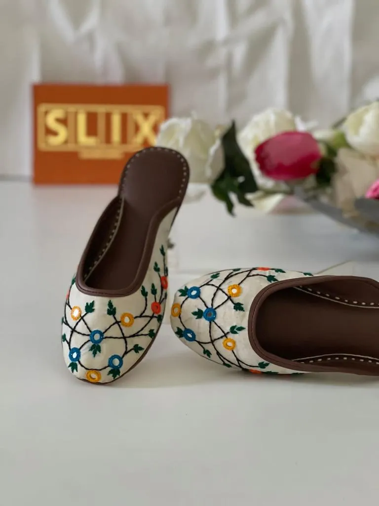 Classy and Amazing Mirror Hand Embroidered Mule