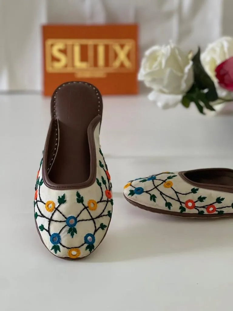 Classy and Amazing Mirror Hand Embroidered Mule