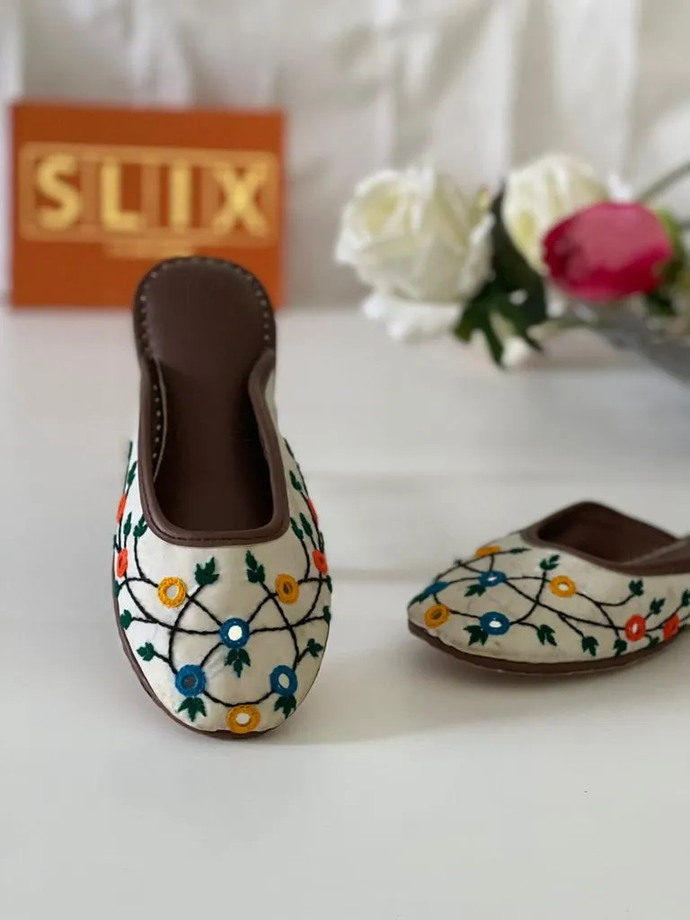 Classy and Amazing Mirror Hand Embroidered Mule