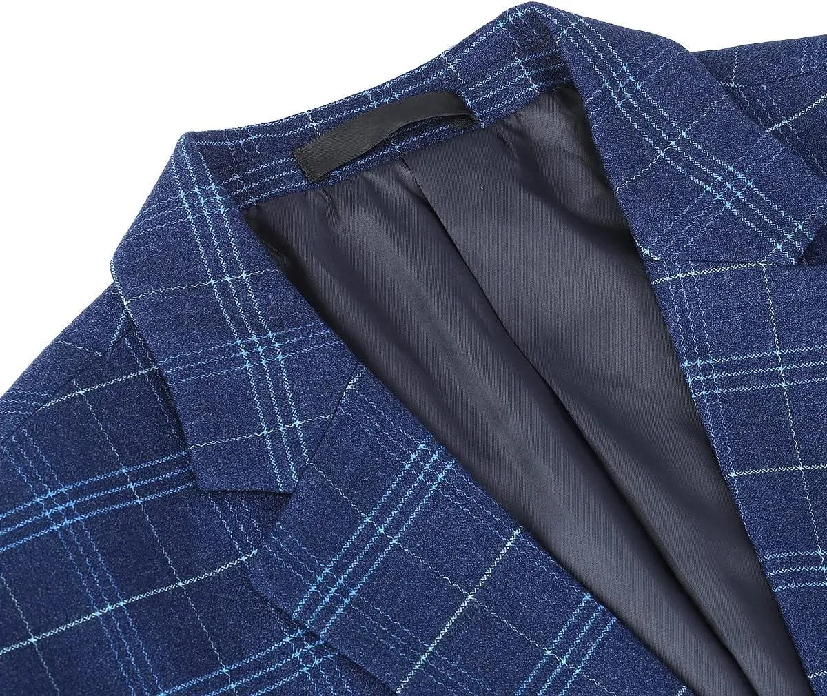 Cloudstyle Mens 3-Piece Plaid Suit Set Modern Fit Jacket Tux Blazer Vest Pants