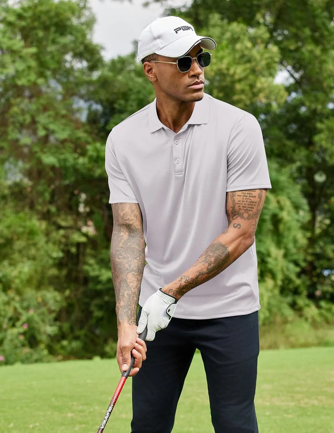 COOFANDY Men Polo Shirts Short Sleeve Quick Drying Athletic Collared Golf Shirts Moisture Wicking Tees