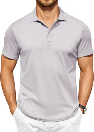 COOFANDY Men Polo Shirts Short Sleeve Quick Drying Athletic Collared Golf Shirts Moisture Wicking Tees