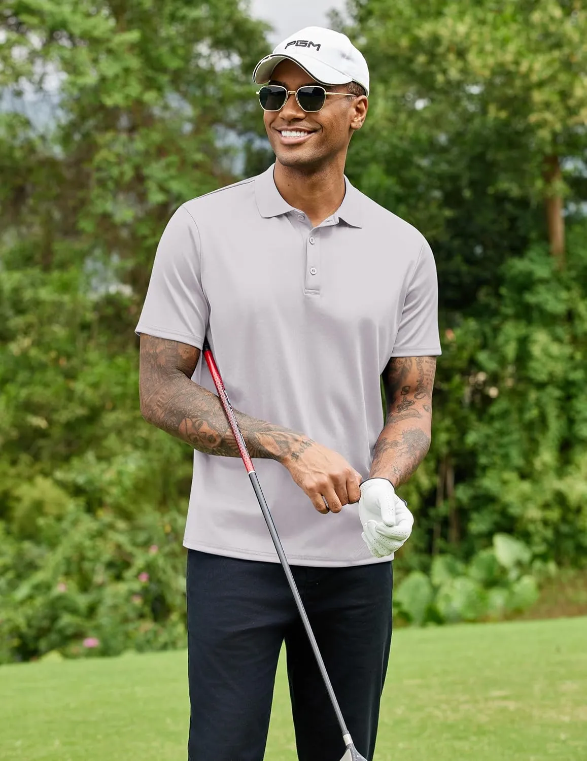 COOFANDY Men Polo Shirts Short Sleeve Quick Drying Athletic Collared Golf Shirts Moisture Wicking Tees