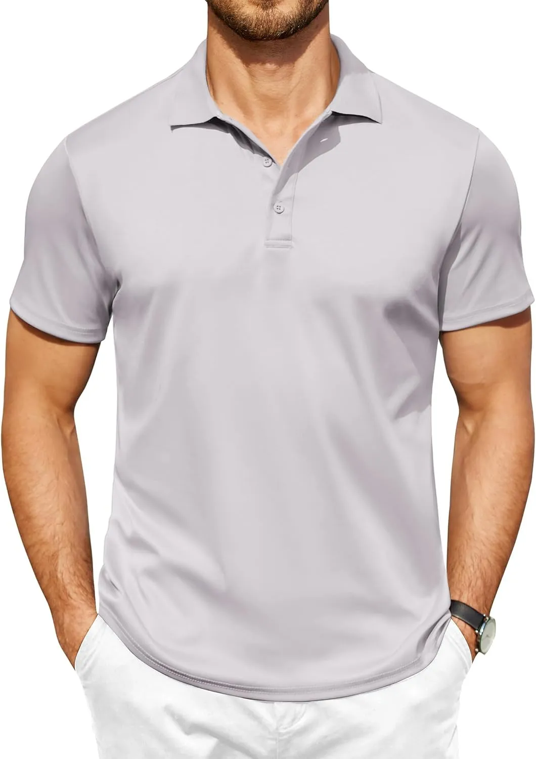 COOFANDY Men Polo Shirts Short Sleeve Quick Drying Athletic Collared Golf Shirts Moisture Wicking Tees