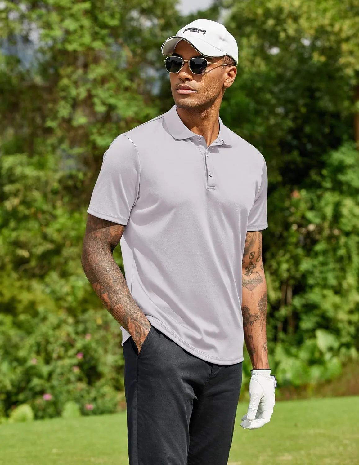 COOFANDY Men Polo Shirts Short Sleeve Quick Drying Athletic Collared Golf Shirts Moisture Wicking Tees