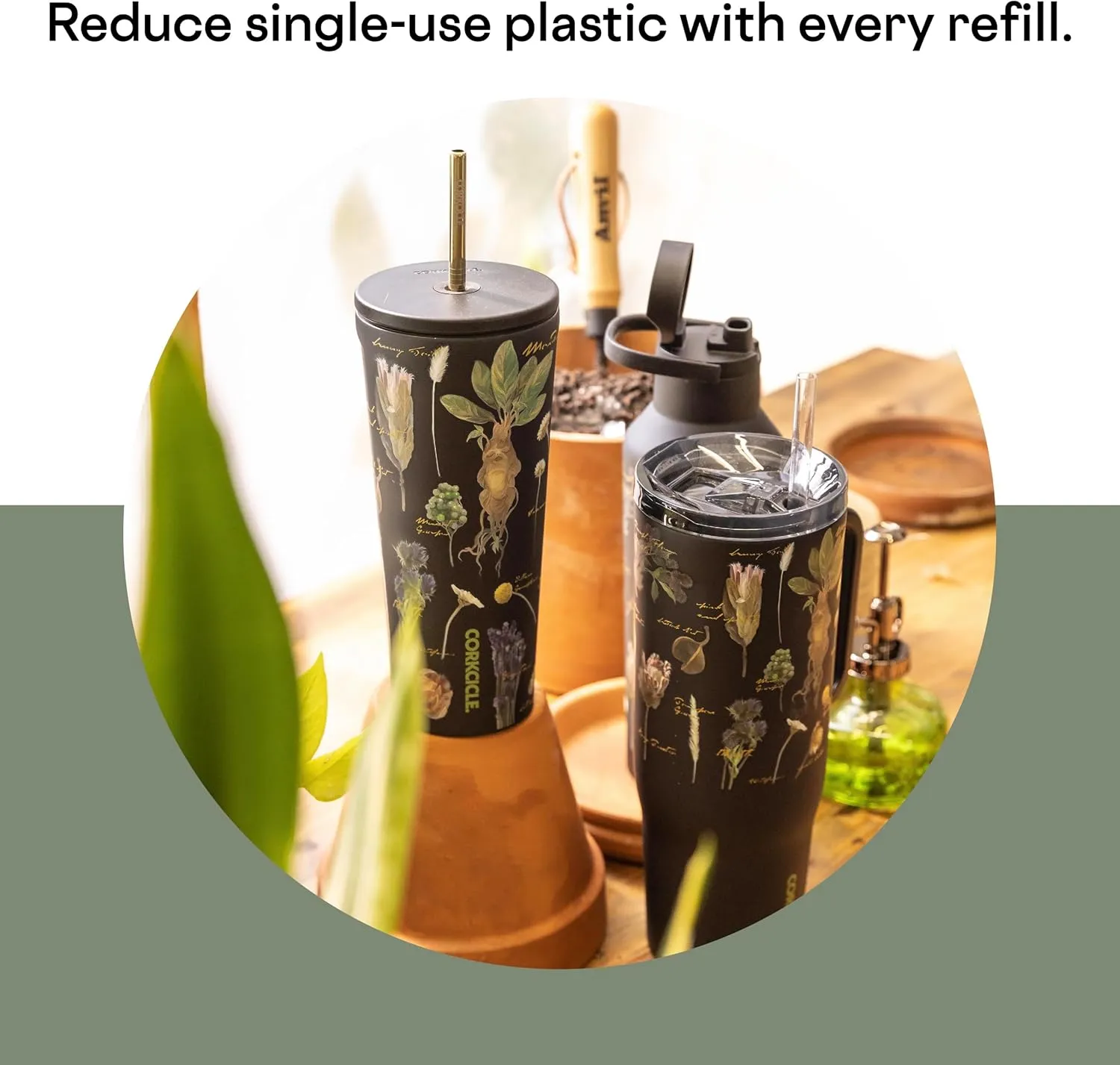 Corkcicle x Warner Brothers Harry Potter Herbology Cold Cup Insulated Tumbler with Lid and Straw, 24 oz – Water Bottle Keeps Drinks Cold 12hrs, Hot 5hrs – Cupholder Friendly, Flexible Sipping Lid