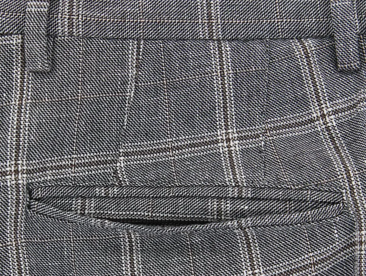Dark Brown Window Pane Pants - Slim