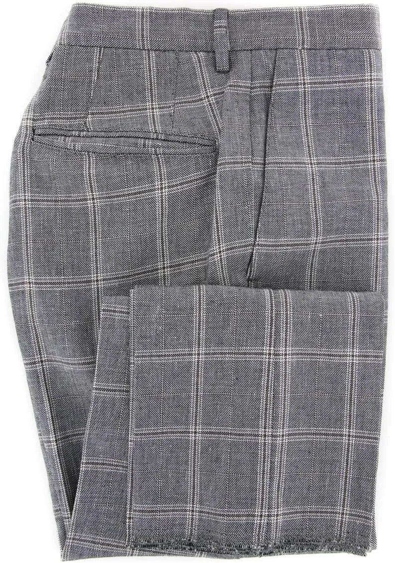 Dark Brown Window Pane Pants - Slim