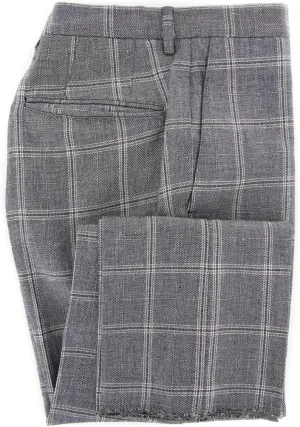 Dark Brown Window Pane Pants - Slim