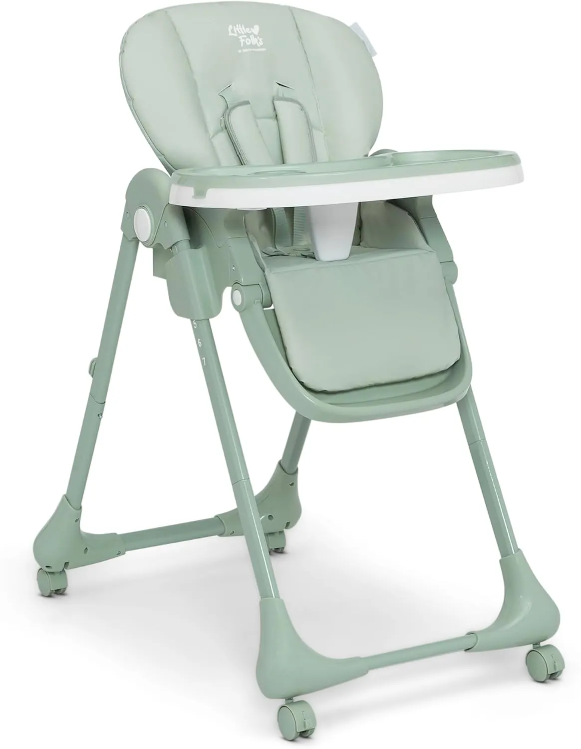 Delta Children Little Folks 2-in-1 SlimFold High Chair for Babies and Toddlers, Sage Green