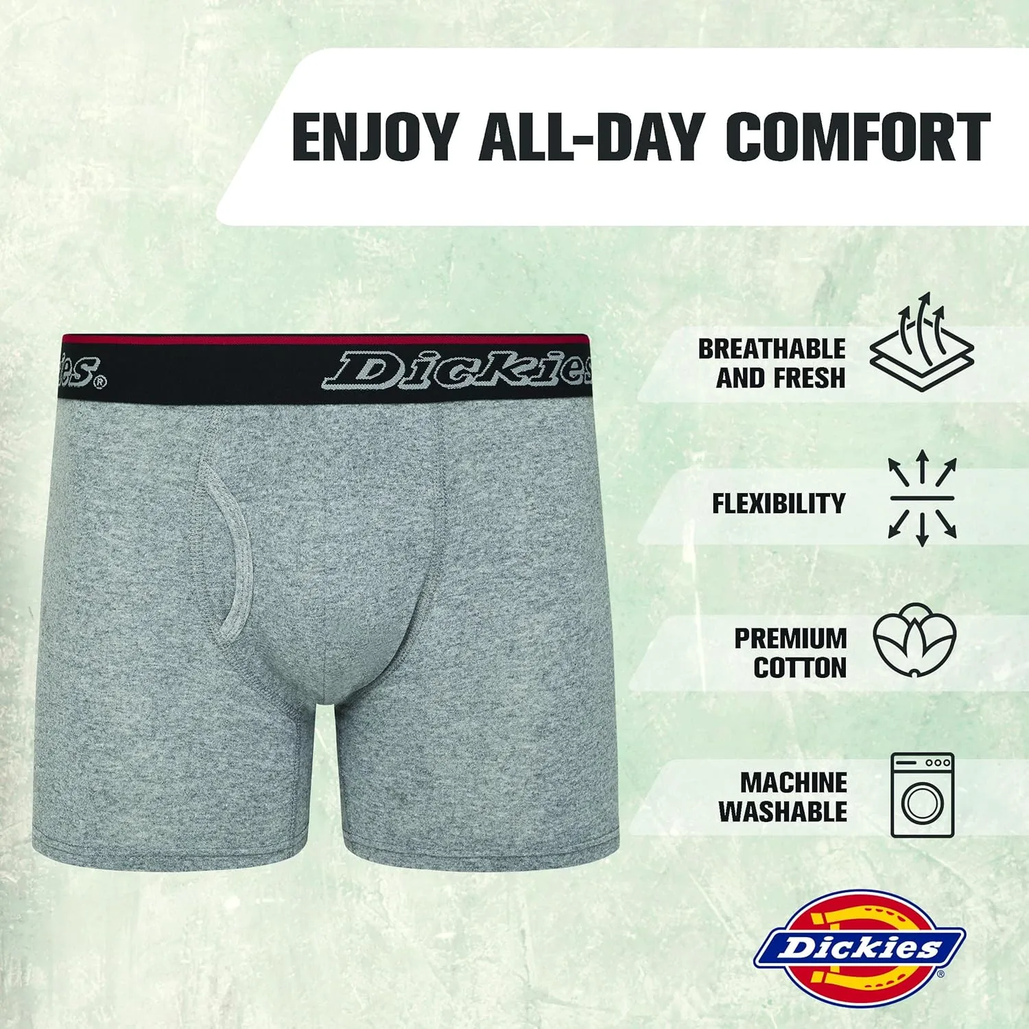 Dickies Mens Underwear 7 Pack Mens Boxer Briefs for Men Cotton Stretch
